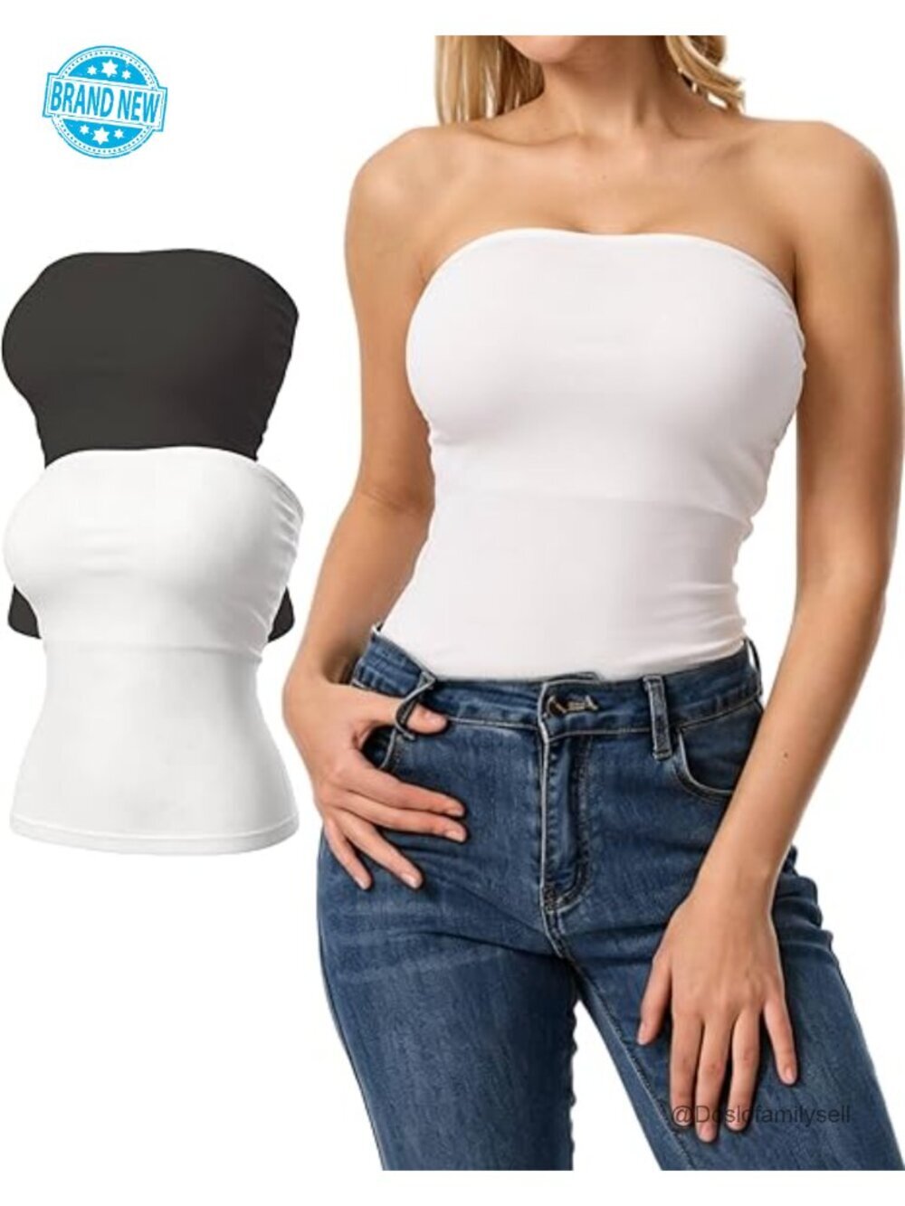 Ribbed Cotton Shapewear Tube Top Strapless Bandeau Backless Sleeveless Y2K Tank